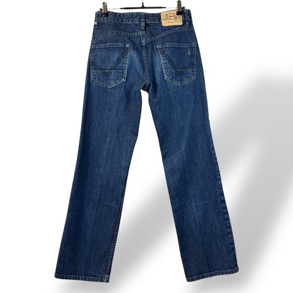 Volcom Mens Blackhart Jeans Size 28x29 Relaxed Fit Dark Wash Denim Straight-Leg - Picture 7 of 14